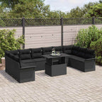 Sofa Set mit Kissen 11 pcs Schwarz Poly-Rattan