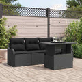 Sofa Set mit Kissen 5 pcs Schwarz Poly-Rattan