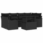 Gartensofa-set mit Kissen 7 pcs Schwarz Poly-Rattan