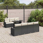 Gartensofa-set mit Kissen 8 pcs Schwarz Poly-Rattan