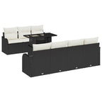 Gartensofa-set mit Kissen 8 pcs Schwarz Poly-Rattan