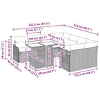 Gartensofa-set mit Kissen 9 pcs Grau Poly-Rattan