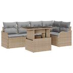Essgruppe mit Kissen 6 pcs Beige Poly Rattan
