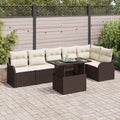 Sofa Set mit Kissen 7 pcs Braun Poly Rattan