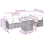 Sofa Set mit Kissen 7 pcs Braun Poly Rattan