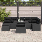 Garten-Sofa-Set mit Kissen 8 pcs Schwarz Poly Rattan