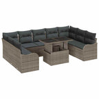Garten-Sofa-Set mit Kissen 10 pcs Grau Poly Rattan