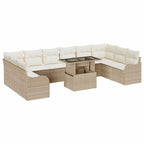 Gartensofa-set mit Kissen 11 pcs Beige Poly Rattan