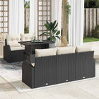 Gartensofa-set mit Kissen 6 pcs Schwarz Poly Rattan