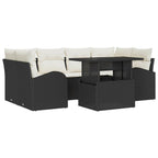 Gartensofa-set mit Kissen 7 pcs Schwarz Poly Rattan