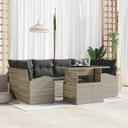 Gartensofa-set mit Kissen 7 pcs Hellgrau Poly Rattan