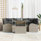 Gartensofa-set mit Kissen 7 pcs Hellgrau Poly Rattan