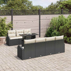 Gartensofa-set mit Kissen 8 pcs Schwarz Poly-Rattan