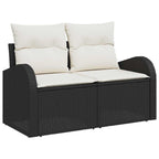 Gartensofa-set mit Kissen 8 pcs Schwarz Poly-Rattan