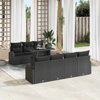 Gartensofa-set mit Kissen 8 pcs Schwarz Poly-Rattan