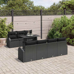 Gartensofa-set mit Kissen 8 pcs Schwarz Poly-Rattan