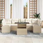 Garten-Sofa-Set mit Kissen 8 pcs Beige Poly Rattan