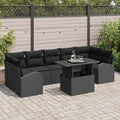 Garten-Sofa-Set mit Kissen 8 pcs Schwarz Poly Rattan