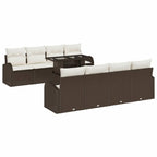 Garten-Sofa-Set mit Kissen 7 pcs Braun Poly Rattan