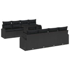 Garten-Sofa-Set mit Kissen 7 pcs Schwarz Poly Rattan