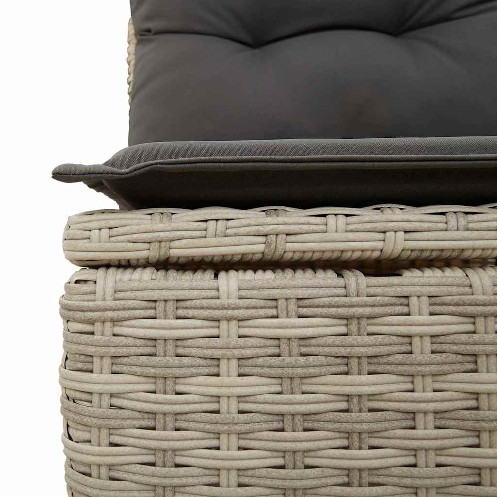 Gartensofa-set mit Speicher 9 pcs Hellgrau Poly-Rattan