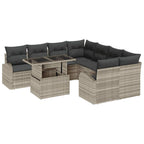 Gartensofa-set mit Speicher 9 pcs Hellgrau Poly-Rattan