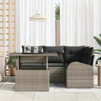 Garten-Sofa-Set mit Kissen 5 pcs Grau Poly Rattan