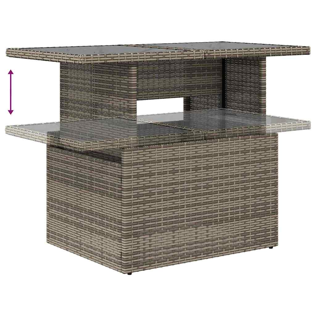 Garten-Sofa-Set mit Kissen 5 pcs Grau Poly Rattan