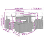 Garten-Sofa-Set mit Kissen 5 pcs Grau Poly Rattan