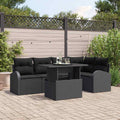 Garten-Sofa-Set mit Kissen 6 pcs Schwarz Poly-Rattan