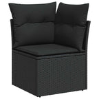 Garten-Sofa-Set mit Kissen 6 pcs Schwarz Poly-Rattan