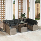 Gartensofa-set mit Speicher mit Kissen 10 pcs Grau Poly-Rattan