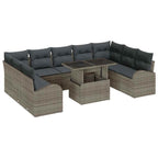 Gartensofa-set mit Speicher mit Kissen 10 pcs Grau Poly-Rattan