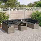 Garten-Sofa-Set mit Kissen 11 pcs Grau Poly-Rattan