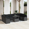 Gartensofa-set mit Speicher 11 pcs Schwarz Poly-Rattan