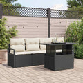 Gartensofa-set mit Speicher 5 pcs Schwarz und Creme Poly-Rattan