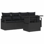 Gartensofa-set mit Speicher 5 pcs Schwarz Poly-Rattan