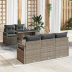 Gartensofa-set mit Speicher mit Kissen 6 pcs Grau Poly-Rattan