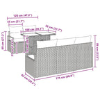 Gartensofa-set mit Speicher mit Kissen 6 pcs Grau Poly-Rattan