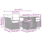 Gartensofa-set mit Speicher mit Kissen 7 pcs Braun Poly-Rattan