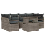 Gartensofa-set mit Speicher mit Kissen 7 pcs Grau Poly-Rattan