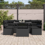 Gartensofa-set mit Speicher 7 pcs Schwarz Poly-Rattan
