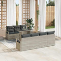Gartensofa-set mit Speicher 8 pcs Hellgrau Poly-Rattan