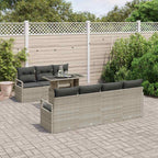 Gartensofa-set mit Speicher 8 pcs Hellgrau Poly-Rattan