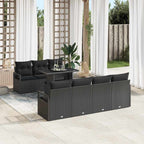 Gartensofa-set mit Speicher 8 pcs Schwarz Poly-Rattan
