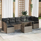 Garten-Sofa-Set mit Kissen 8 pcs Grau Poly-Rattan