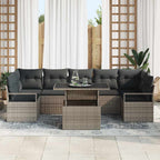 Garten-Sofa-Set mit Kissen 8 pcs Grau Poly-Rattan