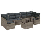 Garten-Sofa-Set mit Kissen 8 pcs Grau Poly-Rattan