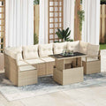 Garten-Sofa-Set mit Kissen 8 pcs Beige und Creme Poly-Rattan