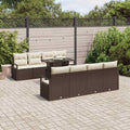 Garten-Sofa-Set mit Kissen 7 pcs Braun und Creme Poly-Rattan